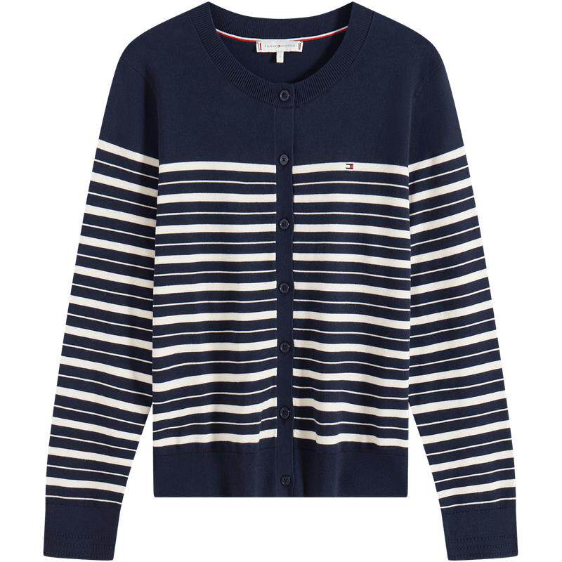 Tommy女装休闲纽扣圆领针织开衫