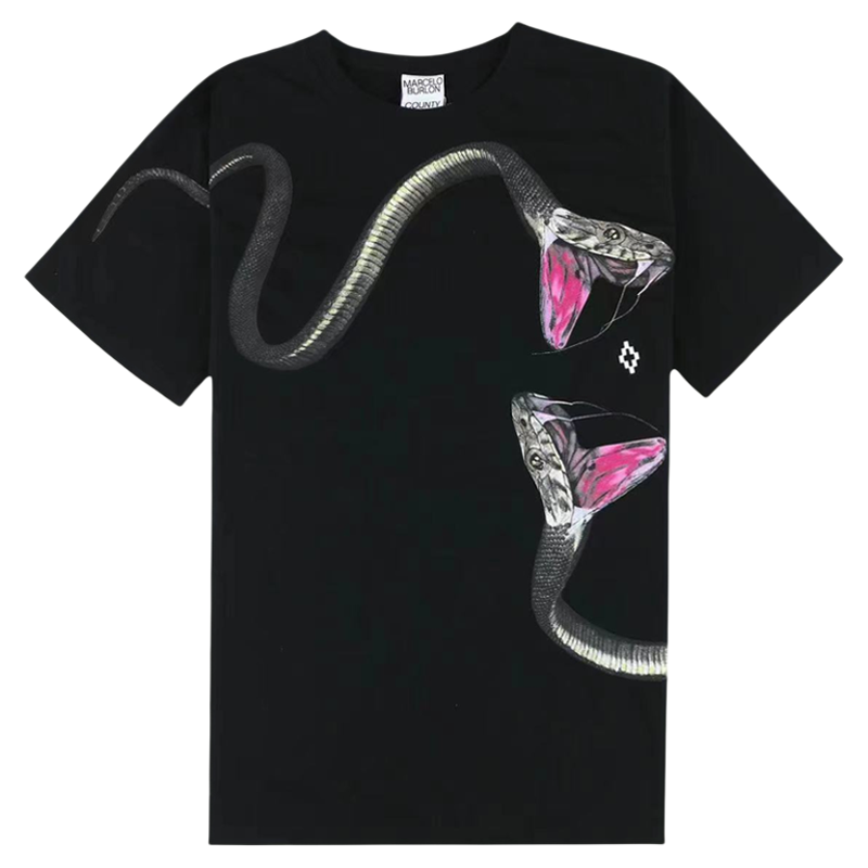 正品Marcelo Burlon 马塞洛布隆mb毒蛇翅膀短袖印花图案T恤男女款