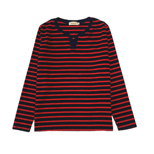 纯棉V领条纹短袖T恤女中老年宽松大码胖mm上衣妈妈遮肚子减龄小衫