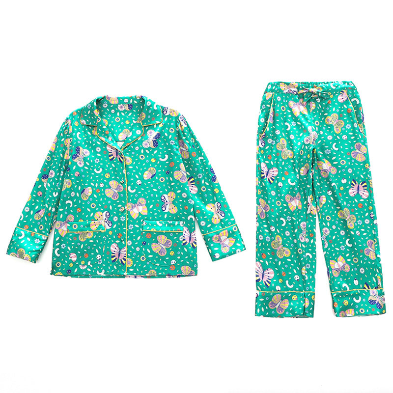 女童有机桑蚕丝条纹家居服套装
