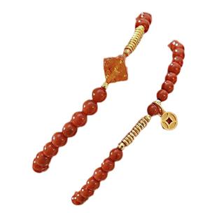 深圳弘法寺千万两天然南红好运招财手串本命年手镯转运珠蜜蜡手链