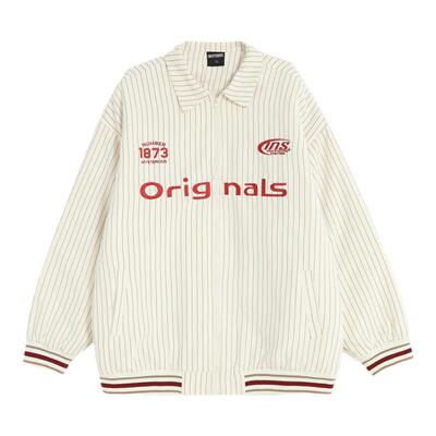 NOPASS运动撞色条纹夹克棉服