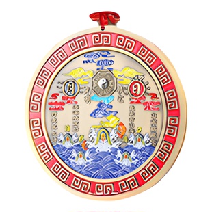 山海镇麒麟八卦镜挂件黄铜制凸面镜室外大门家用入户门口纯铜摆件