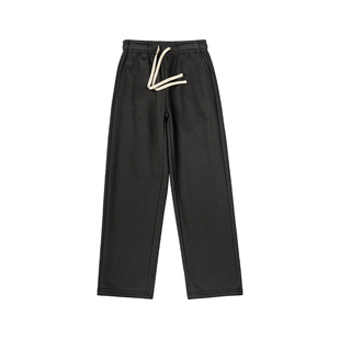 ETQFire重磅斜纹休闲裤男直筒宽松运动加厚加绒长裤秋冬女米杏色