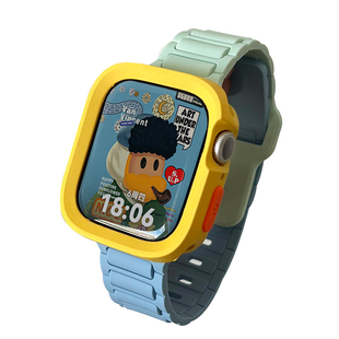 适用于苹果appleS11手表s10软ultra3硅胶iwatch壳7/8代s9表带se2