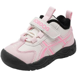 巴布豆童鞋女宝宝鞋子2025新款秋冬款二棉鞋女童加绒鞋机能学步鞋