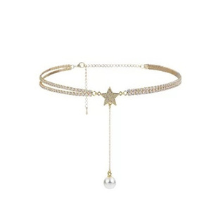 白色珍珠锁骨链复古气质项链绿色旗袍配饰颈链简约高级感毛衣链