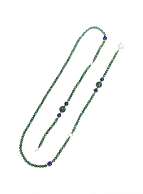 BUDDIA孔雀石青金石毛衣项链