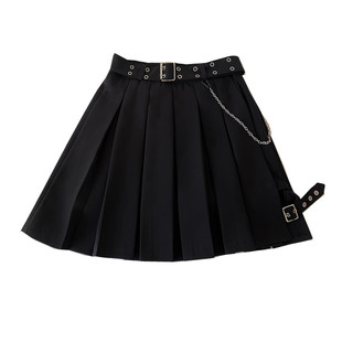 黑暗系jk百褶裙半身裙女夏季大码胖mm高腰显瘦不规则褶皱短裙裤裙