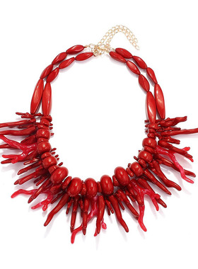 波西米亚民族风多层树脂项链