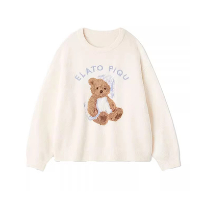 可爱卡通玩偶小熊半边绒睡衣女