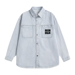 水洗牛仔外套男生春秋季新款青少年学生衬衫式夹克男装上衣服潮牌