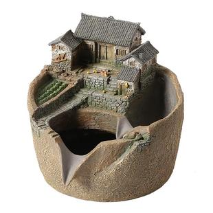 中式风格微景观循环流水摆件古法鱼缸过滤器养鱼缸生态缸庭院造景