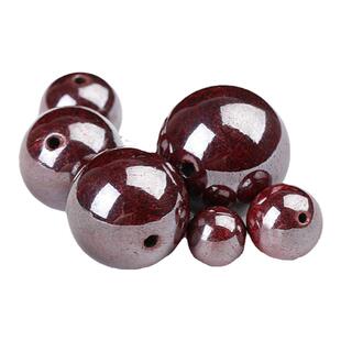 天然原矿朱砂散珠手链手串配珠圆珠隔珠辰砂本命年原石打磨单珠