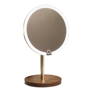 实木化妆镜台式桌面可立镜子带灯家用卧室梳妆台2025新款智能美妆