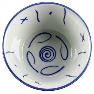 大埔馨明园青花瓷釉下彩手绘葵斗碗高温防烫4.5英寸复古饭碗汤碗