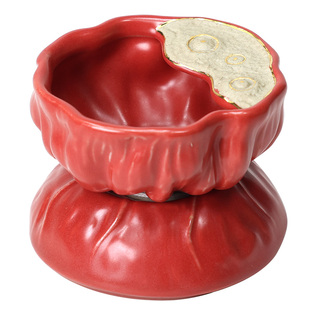 宫墙红莲生吉祥茶漏|红釉描金莲蓬茶滤网陶瓷功夫茶具茶渣过滤器