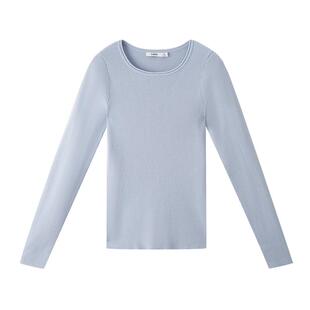 三福打底衫女2026新款春季圆领修身毛衣显瘦内搭针织长袖上衣女装