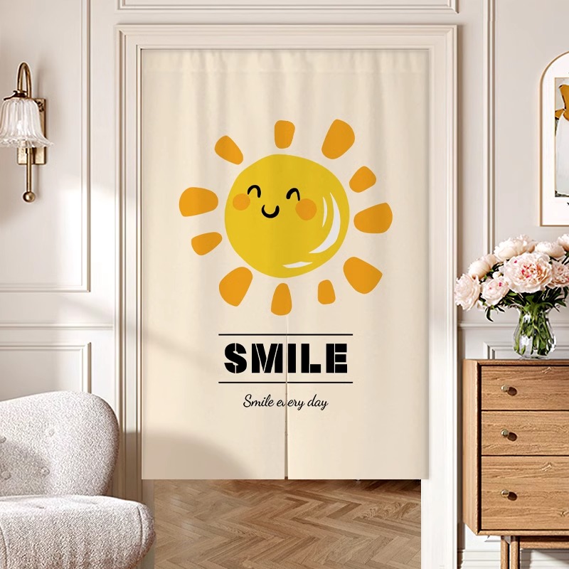 笑脸门帘隔断帘家用卫生间厨房客厅半截布帘子入户门遮挡帘免打孔