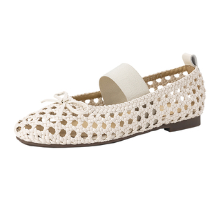 达芙妮镂空编织凉鞋春夏季2026新款平底外穿透气玛丽珍单鞋女鞋子