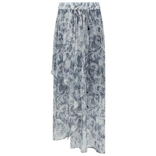 [爆款直降]COCOBELLA设计感佩斯利印花不规则雪纺半身长裙HS0037