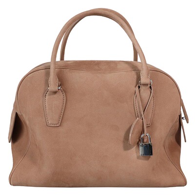 Bounded有界 沙漠色麂皮保龄球包里外全皮通勤包轻奢法式波士顿