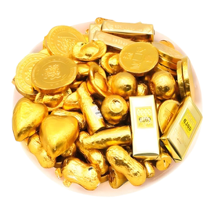 移公金币金元宝金条巧克力1000g散装喜糖果年货零食（代可可脂）