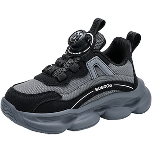 巴布豆男童鞋旋转纽扣冬季新款二棉加绒小女孩保暖鞋子儿童运动鞋