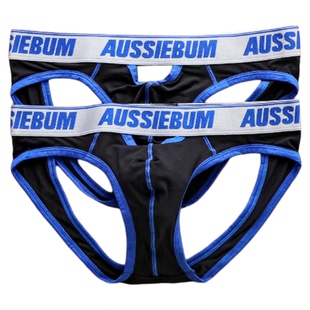 男士AUSSIEBUM三角锦纶网孔内裤新款前后镂空性感U凸低腰透气内裤