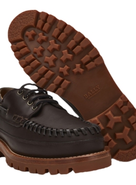 【官方正品】BALLY/巴利男士棕色皮革莫卡辛鞋6300101