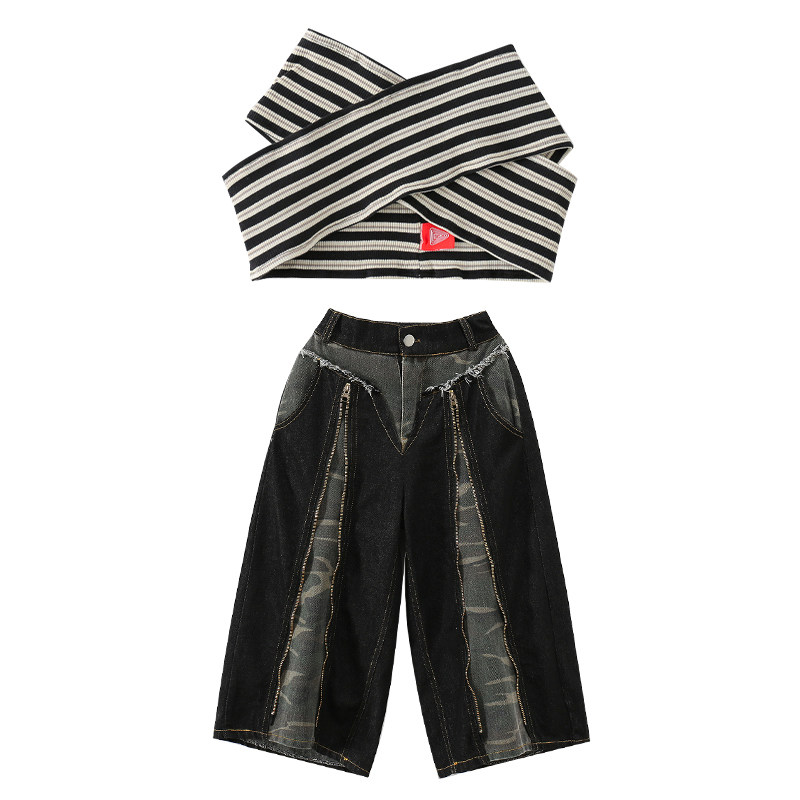 女童jazz爵士舞服装服装黑色