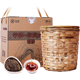 中茶广西梧州窖藏陈香六堡茶黑茶散茶箩筐装500g过年送礼茶叶礼盒