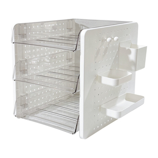 桌面洞洞板文件收纳架办公室A4纸资料架整理架多功能书架书桌架子