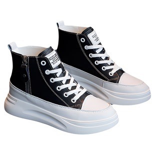 明星同款高帮小白鞋女2022秋冬季真皮休闲厚底板鞋加绒内增高女鞋