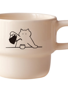 原创简笔画小猫陶瓷马克杯咖啡杯