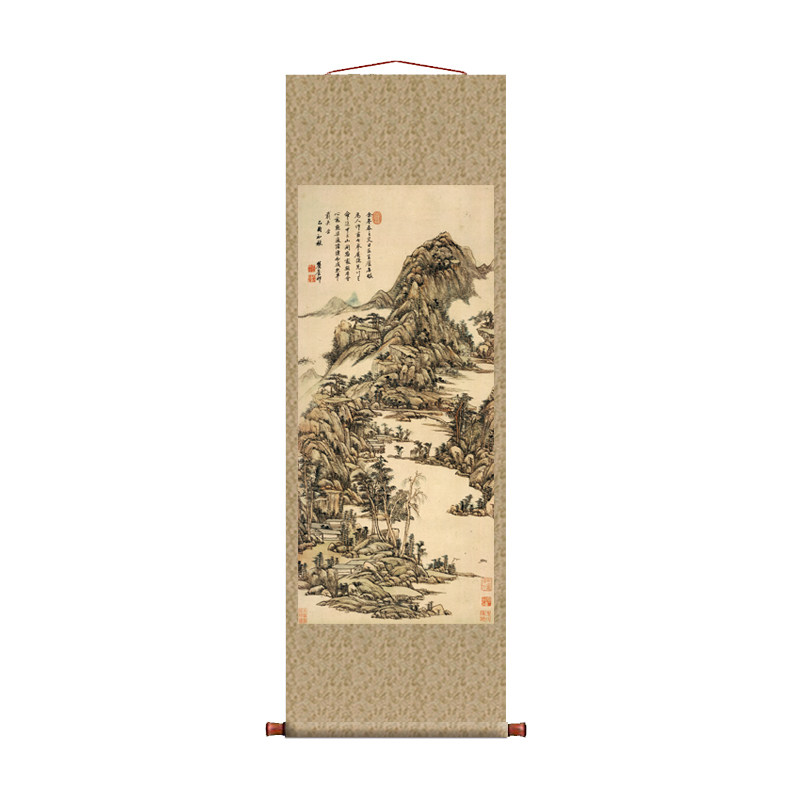清王原祁山中早春图挂轴条幅卷轴山水画名画真迹复制品玄关挂画