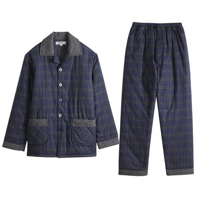 美标男士三层加厚夹棉家居服套装