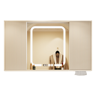 浴室风水镜单独智能推拉镜柜厕所壁挂暗藏式卫生间镜子收纳一体柜