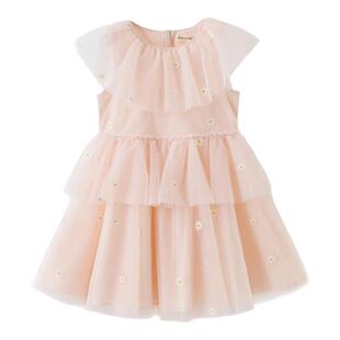戴维贝拉中大童连衣裙2026夏装新款女童裙子甜美粉色网纱公主裙