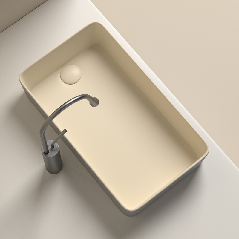 奶油洗衣机左右侧边排水洗手盆陶瓷下水超薄台上盆阳台洗手盆艺术