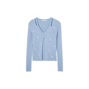 【商场同款】HPLY荷比俪2025春季新款女含绵羊毛山羊绒提花针织衫