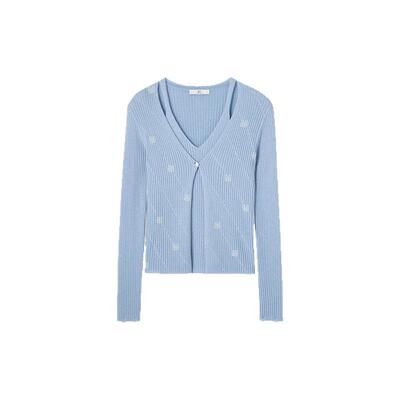 【商场同款】HPLY荷比俪2025春季新款女含绵羊毛山羊绒提花针织衫