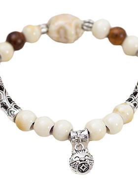 2024新款景德镇陶瓷国风手链文艺复古木珠手串中秋节国庆节礼物