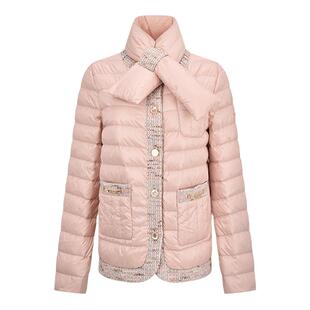 RARE威雅女装 冬季新款粉色小香风圆领羽绒服外套RR2246130117