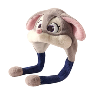 迪士尼帽子女冬季疯狂动物城兔朱迪尼克狐防寒护耳毛绒帽耳朵会动