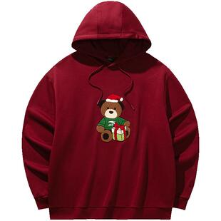 安踏卫衣情侣装2026新款圣诞节红色新年套头衫连帽男款运动上衣女