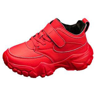 官网C&K红色棉鞋男童鞋子2026新款冬季儿童加绒保暖运动鞋本命年