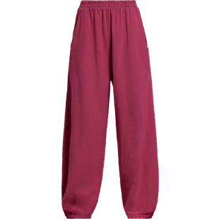 苎麻高腰灯笼裤女春秋2026新款宽松阔腿老爹裤复古长裤棉麻萝卜裤