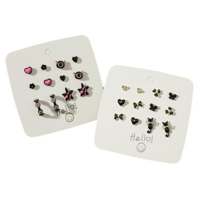 黑色日常百搭耳钉学生套装