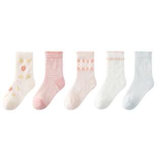 hugging mamma女童春夏中筒袜中大童儿童袜子无骨夏网眼透气棉袜